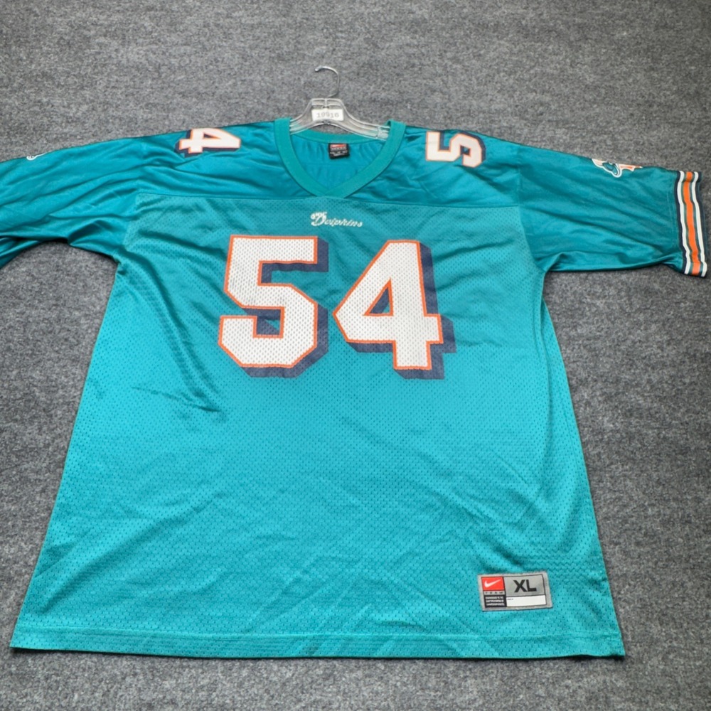Vintage Miami Dolphins Jersey Mens XL Green Zach Thomas 54 Football Nike 90s